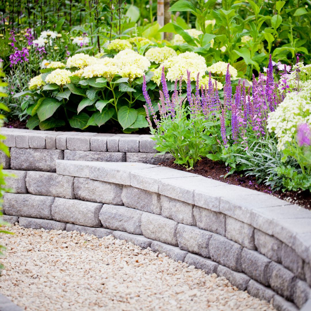 landscaping with retaining wall