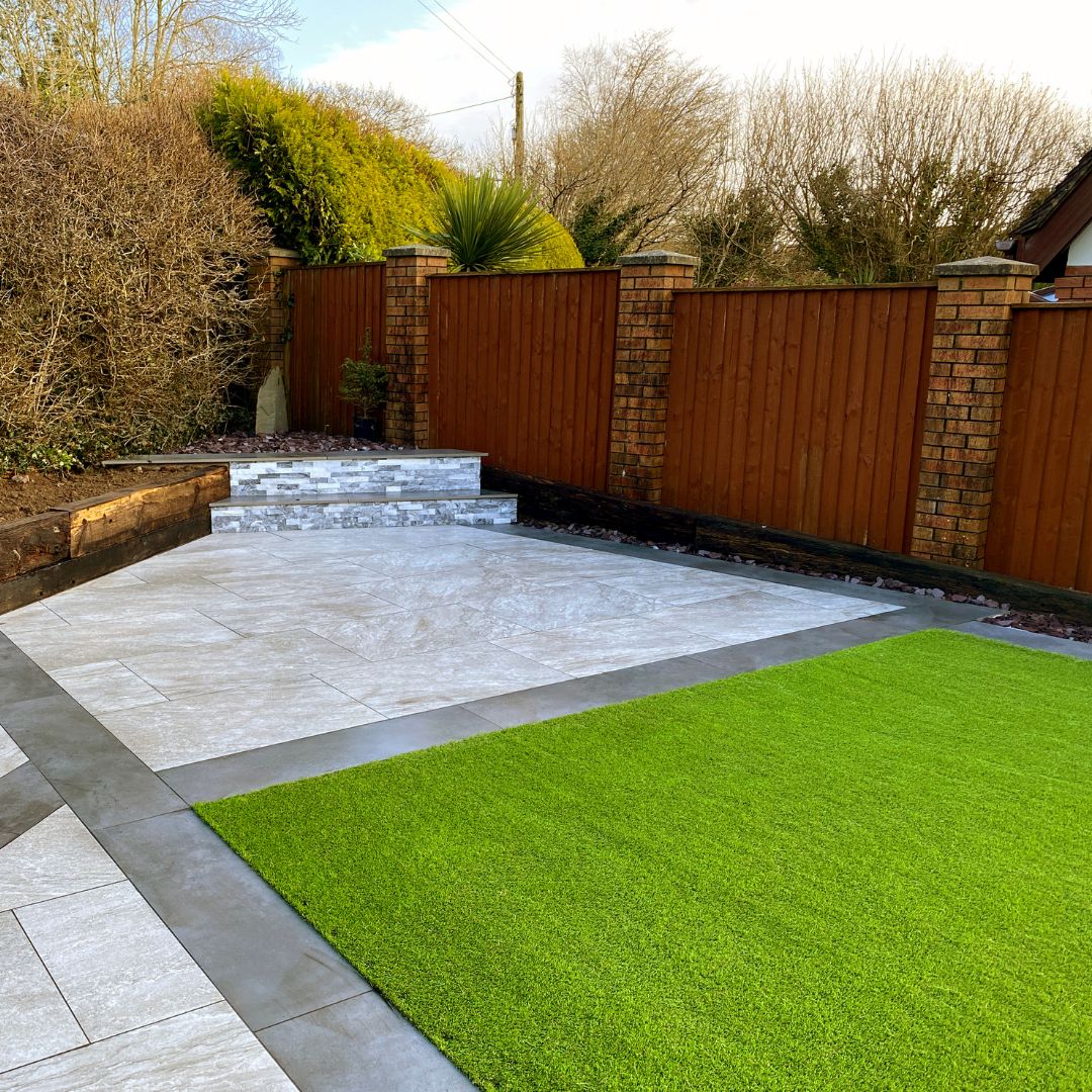 artificial grass by patio